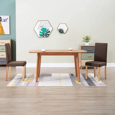 vidaXL Dining Chairs, 2 Pcs, Brown Fabric