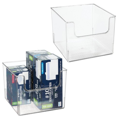 Mdesign Plastic Office Storage Organizer Caddy Tote With Handle, 4 Pack -  Clear : Target