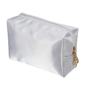 Unique Bargains Nylon Portable Travel Cosmetic Bag White 6.89"x2.36"x4.33" 1 Pc