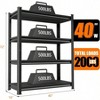 40in Wide Heavy Duty Garage Shelving All Metal Storage Racks Black 2000lbs Large Load Adjustable Shelves 40Wx 16Dx 72H - 3 of 4