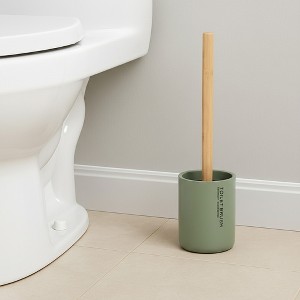 Evideco French Home Goods Stylish Toilet Brush and Holder Set with Natural Bamboo handle - 1 of 4