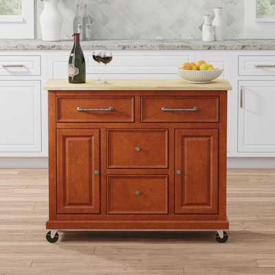 Glenwillow Home Kitchen Cart with Locking Casters - No-Tool Assembly