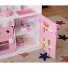 Infurnic Play Food and Toy Kitchens, Kids Funnel 2 In 1 Pink Pretend Kitchen and Market Stal, Playset for Toddler, Pink, 23.62"*16.92"*38.19" - 3 of 4