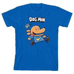 Dog Man Running Dog with a Cap, Logo on Royal Blue Kids T-Shirt - 1 of 4
