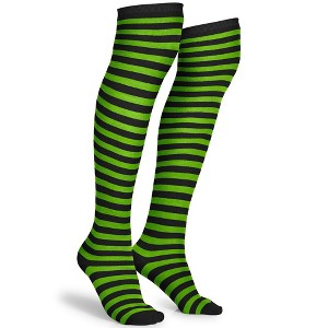 Skeleteen Womens Striped Knee Socks Costume Accessory - Black and Green - 1 of 4