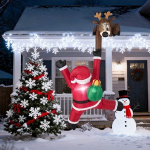 Costway 8.5 FT Christmas Inflatable Reindeer & Climbing Santa Claus, Indoor/Outdoor - 1 of 4