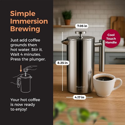Stainless Steel Double Insulated French Press Coffee Maker