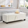 JUJABU 48" Upholstered Storage Ottoman Bench with Faux Leather Seat for Bedroom, Living Room, or Hallway - 3 of 4