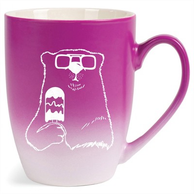 Elanze Designs 12 Ounce Two Toned Ombre Ceramic Tea Coffee Cup Mug Magenta White Ice Cream Polar Bear