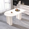 Gulches 63 Inches Cream White Dining Table 4-8 People MDF Irregular Side Table Thick Wave Round Legs Modern Elegant Kitchen Home Table - 4 of 4