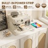 Rattan Sideboard Buffet Cabinet, 4 Doors Storage Cabinets, Console Table Coffee Bar with Power Outlet, Buffet Cabinet with Adjustable Shelves - 4 of 4