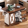KTMBDW Kitchen Island Cart, 55.5" Width Mobile Carts with Storage Cabinet, Rolling Kitchen Table with Drawer, Portable Islands on Wheels - 2 of 4