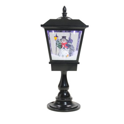 Northlight Lighted Musical Snowman Snowing Black Christmas Street Lamp - 25.25"