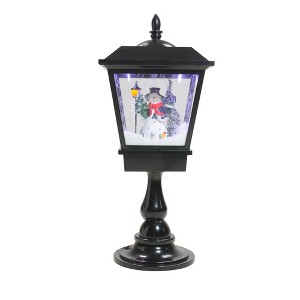 Northlight Lighted Musical Snowman Snowing Black Christmas Street Lamp - 25.25" - 1 of 3