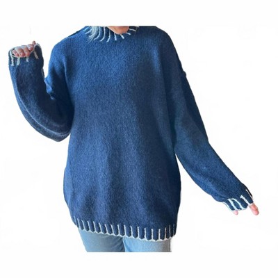 Women's Sweater With White Contrast Stitching - &merci