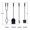 Racxily 5 Pcs Iron Fireplace Tools Set in Handle Wrought Iron; Fire Tool Set with Log Holder Fire Pit Stand; Black - 4 of 4