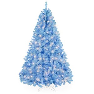 Best Choice Products Pre-Lit Baby Blue Christmas Tree, Artificial Full Holiday Decoration w/ Incandescent Lights - 1 of 4