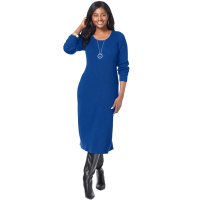 Jessica London Women's Plus Size Scoop-neck Sweater Dress - 26/28, Dark  Sapphire : Target