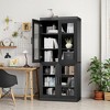 67x31x16 Wood Accent Sideboard Cabinet in Black, Storage Organizer with Adjustable Shelves and Glass Doors for Kitchen Bedroom Living/Dinning Room - 2 of 4