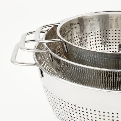 3pc (1.5qt, 3qt, and 5qt) Stainless Steel Colander Set Silver - Figmint&#8482;