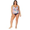 Women's Plus Watercolor Paisley Twist Front Underwire Tankini Swim Top - 3 of 4