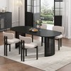 PexFix 67" Oval Dining Table for 4-6 with Arc-Shaped Edge Top and Rattan Woven Base Modern Farmhouse Kitchen Table for Living Room Dining Room Black - 2 of 4