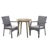GDFStudio Axel Outdoor Acacia Wood and Wicker 3 Piece Bistro Set with Cushions - 2 of 4