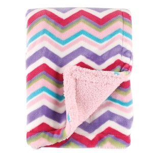 Hudson Baby Infant Girl Plush Blanket with Faux Shearling Back, Pink, One Size - 1 of 2