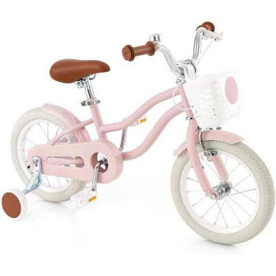 Safstar 14 Inch Toddler Bikes w/Training Wheels, Handbrake & Coaster Brake, Fully Enclosed Chain, Adjustable Handlebar & Seat, Girls Boys Bike 3-8