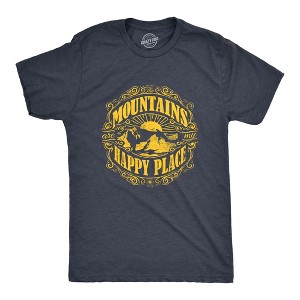 Mens Mountains Are My Happy Place Cool Vintage Rockies Outdoor Nature T shirt - Crazy Dog Men's T Shirt - 1 of 4