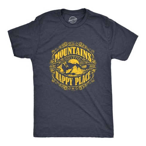 Mens Mountains Are My Happy Place Cool Vintage Rockies Outdoor Nature T Shirt Crazy Dog Men s T Shirt Navy M Target
