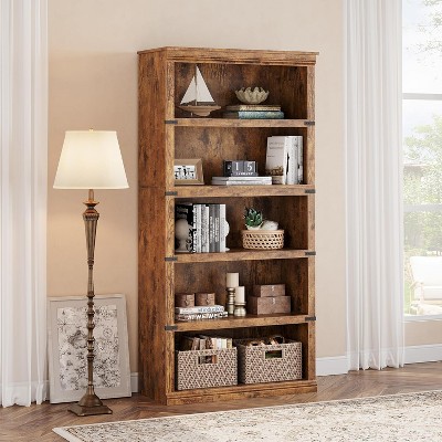5 Tier Bookshelf, 67.4" Wooden Bookcase for Storage, Floor Standing Display Storage Shelves