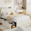 Upholstered Platform Bed Frame with Storage Headboard & Drawers, Velvet Fabric Bed for Kids/Teens, Solid Wood Slats, Low Profile - 2 of 4