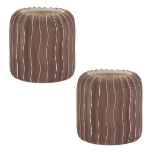 Wavy Ribbed Ceramic Vase (Set of 2) - 1 of 3