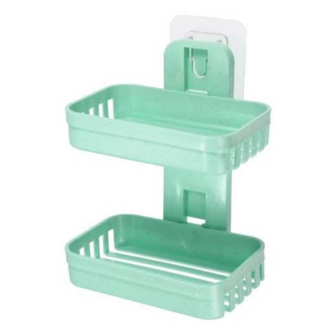 Unique Bargains Plastic Soap Dish Keep Soap Dry Soap Cleaning Storage Drill  Free Soap Holder for Home Bathroom Kitchen 1 Pc Green