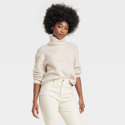 Women's Mock Turtleneck Cashmere-Like Pullover Sweater - Universal Thread™  White XL