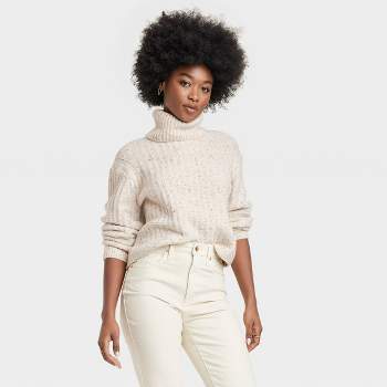 Women's Mock Turtleneck Cashmere-Like Pullover Sweater - Universal Thread™