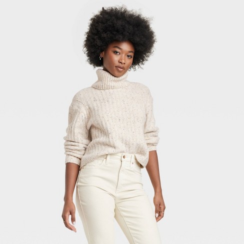 Women's Mock Turtleneck Cashmere-like Pullover Sweater - Universal Thread™  White Xl : Target