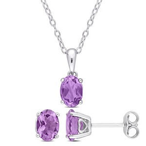 EVERLY JEWELRY | Sterling Silver Created Gemstone and Multiple Gemstones 2-Piece Set of Pendant with Chain and Earrings. - 1 of 3