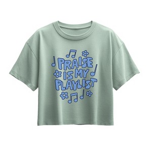 Girls' - Instant Message - Praise Is My Playlist Short Sleeve Boxy Graphic T-Shirt - 1 of 3