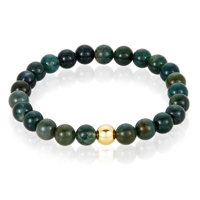 West Coast Jewelry Men's Natural Stone and Hematite Stone Bead Stretch Bracelet (8mm) - 8"