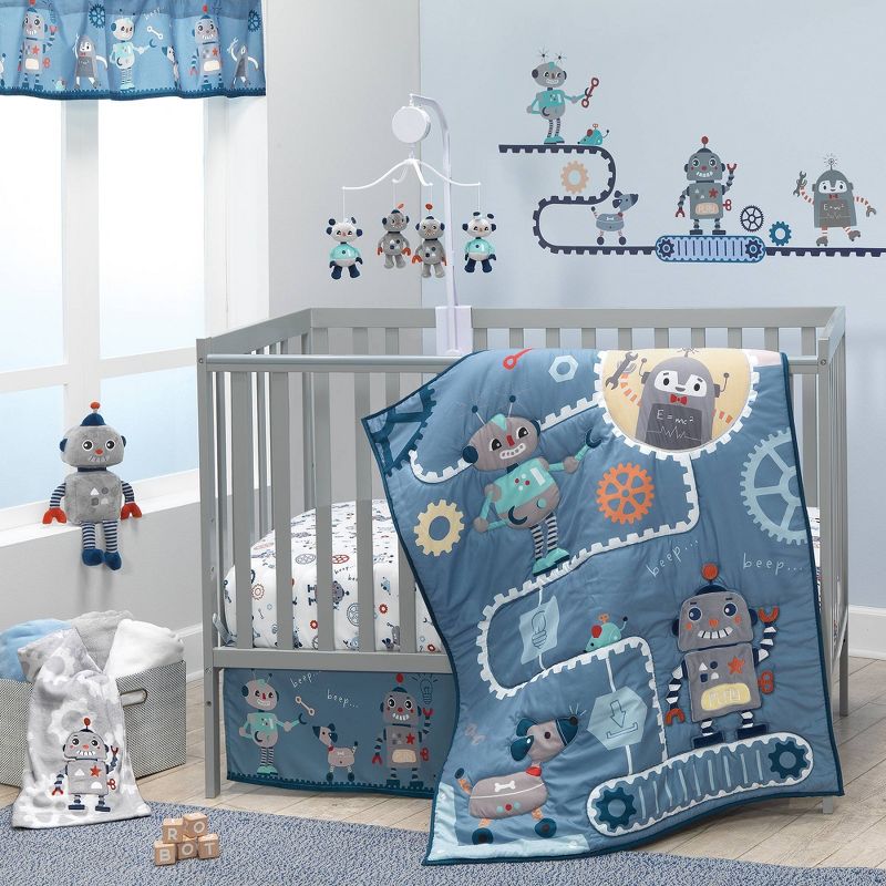 Bedtime Originals Robbie Robot Crib Bedding Set - Blue - 3pc, 1 of 11