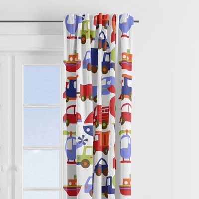 Bacati - Transportation, Blue/Navy/Orange/Red/Green Curtain Panel