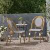 Christopher Knight Home Remi 2pk Outdoor French Cafe Chairs - Gray/White/Bamboo - 2 of 4