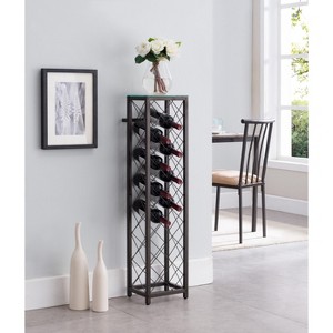 Kings Brand Furniture Narenda Freestanding Floor 13 Bottle Wine Rack Storage Tower, Metal Wine Rack Freestanding Floor (Pewter) - 1 of 4
