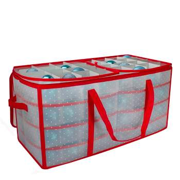 Northlight 26.25" Transparent Zip Up Christmas Storage Box- Holds 128 Ornaments