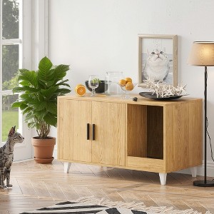 MAYEERTY 33¡Á19 Inch Modern Hidden Cat Cabinet - With Scratch Pad for Living Room (Black) - 1 of 4