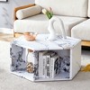 KTMBDW Hexagonal Coffee Table with Storage, 31'' Modern Coffee Table with Multi-Hole Design and Chic Pattern for Living Room, Home Small Space - 3 of 4