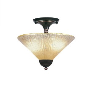 Toltec Lighting Any 2 - Light Flush Mount in  Black Copper with 12" Amber Crystal Shade - 1 of 1
