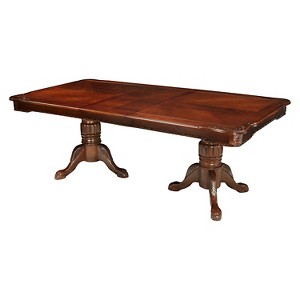 Belliere Elegant Carved Double Pedestal Dining Table Cherry - Sun & Pine, Brown